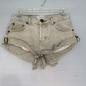 One Teaspoon Bandits Gray Denim Cutoff Shorts Womens Size 25 Twisted Frayed Hem
